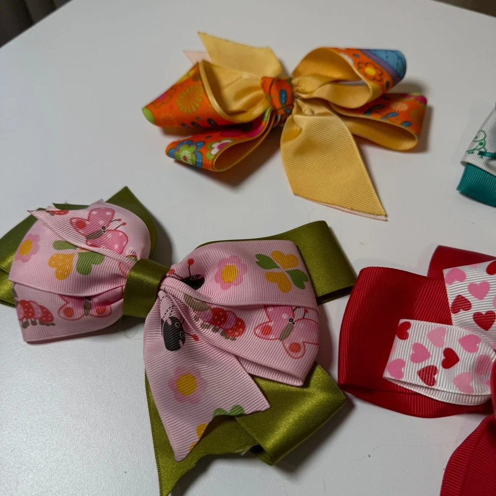 Kids Hair Bows Set 4 Piece Cute‎ Butterfly Ladybug Heart Theme Accessories